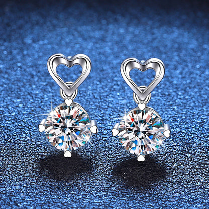 S925 Heart & Moissanite Drop Earrings Aura Rene