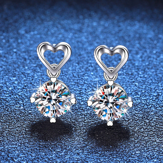 S925 Heart & Moissanite Drop Earrings Aura Rene