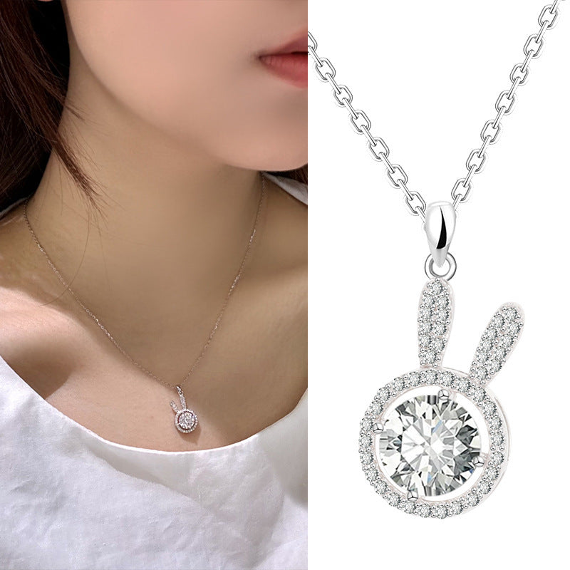 S925 Crystal Pave Rabbit Necklace