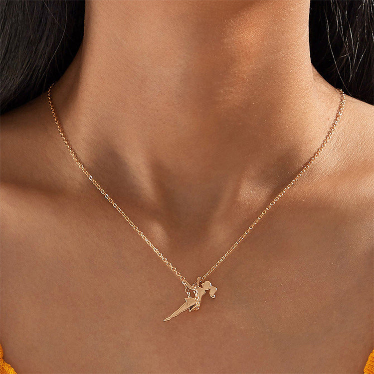 Daydream Gold Plated Swing Girl Pendant Necklace