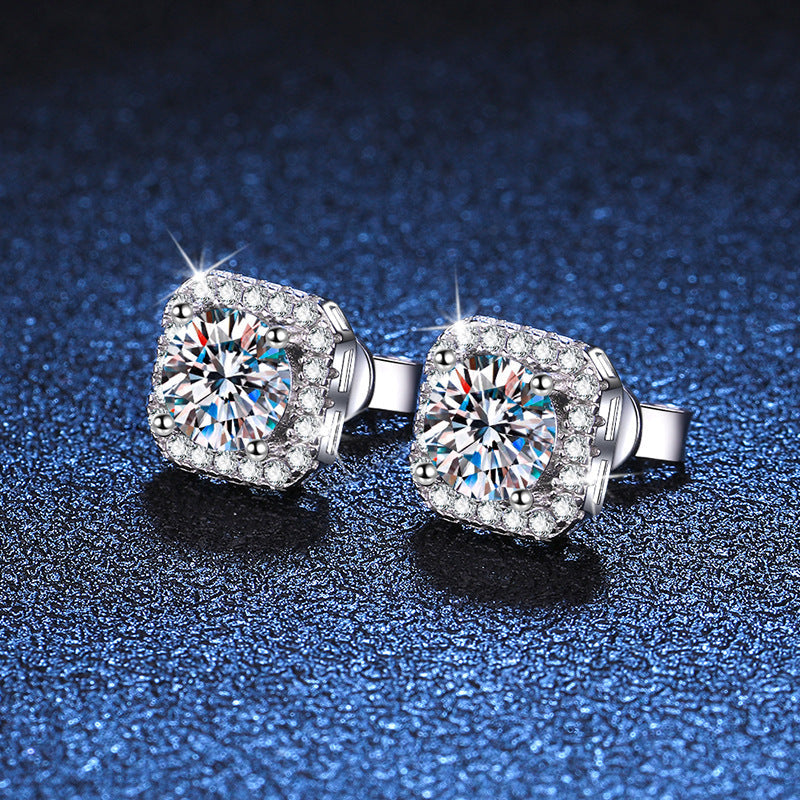 Women's Moissanite Sterling Silver Earrings Aura Rene