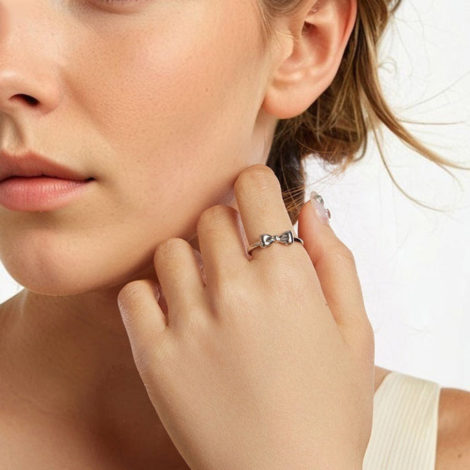 925 Sterling Silver Bow Open Ring Aura Rene