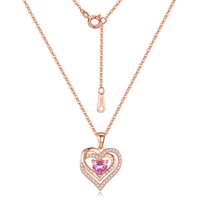 Eternal Spark Crystal Heart Pendant — Sterling Silver Elegance