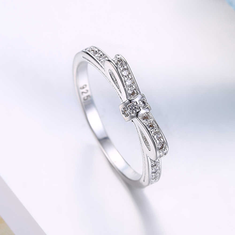 S925 Sterling Silver Bowknot Crystal Ring Aura Rene