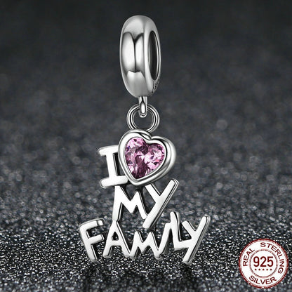 S925 I Love My Family Charm