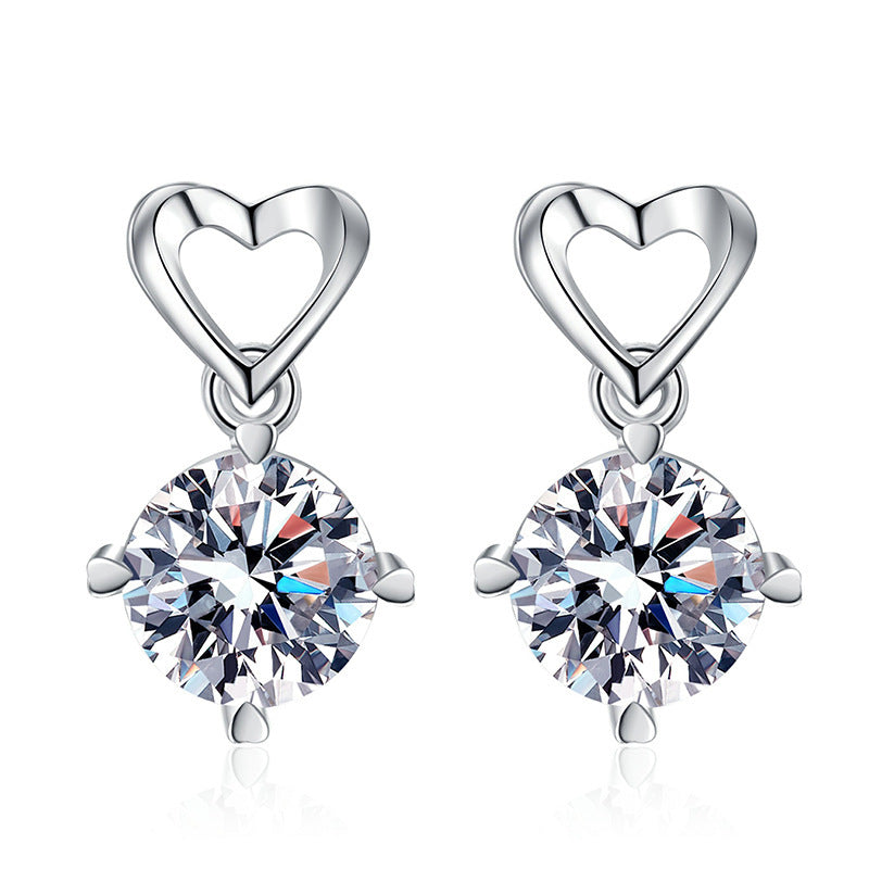 S925 Heart & Moissanite Drop Earrings Aura Rene