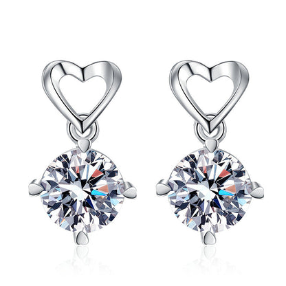S925 Heart & Moissanite Drop Earrings Aura Rene