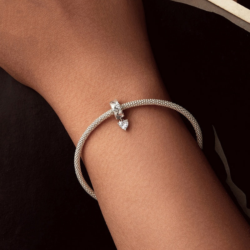 S925 Heart Cluster Spacer Charm