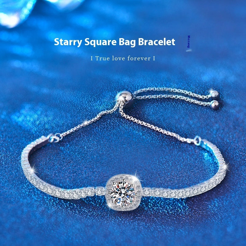 925 Sterling Silver Bracelet Starry Moissanite Bracelet Aura Rene