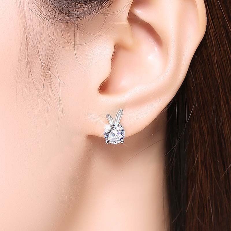 Women's Rabbit Moissanite Sterling Silver Earrings Aura Rene