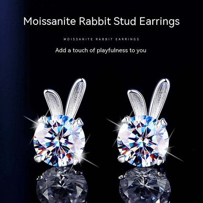 Women's Rabbit Moissanite Sterling Silver Earrings Aura Rene
