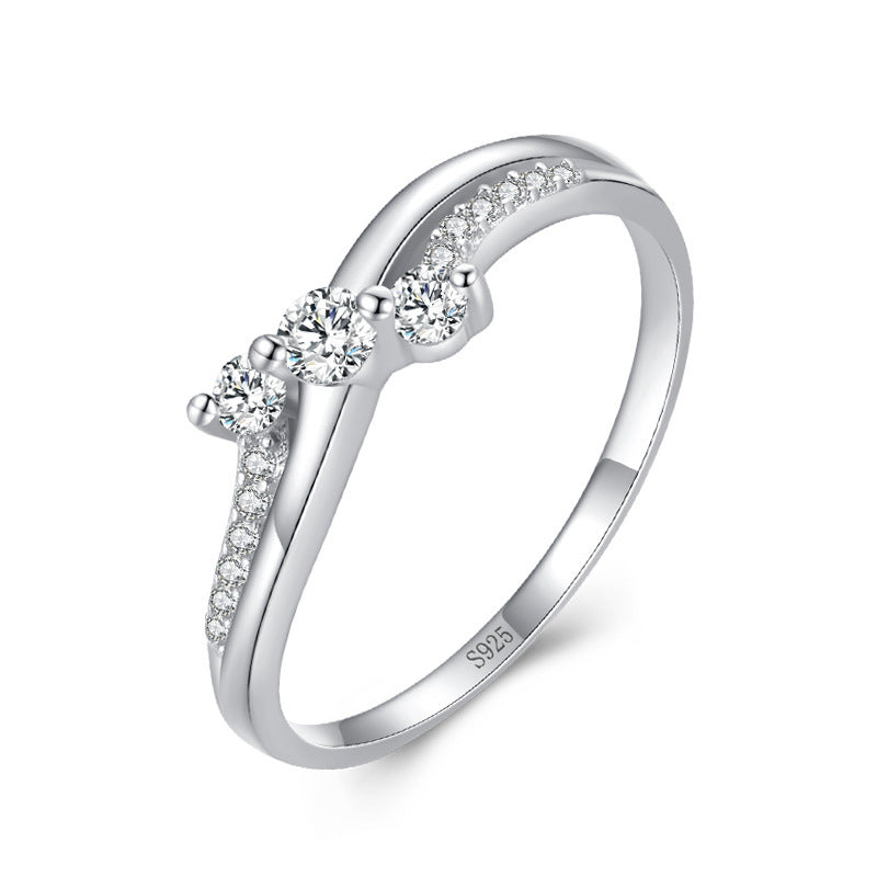 S925 Silver Three-Stone Flow Ring Aura Rene