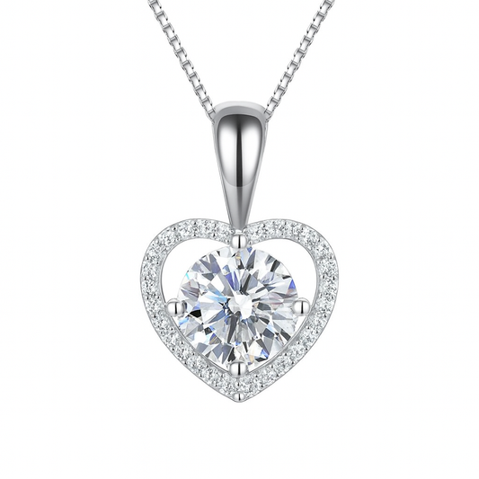 Crystal Heart Pave S925 Necklace on white background 